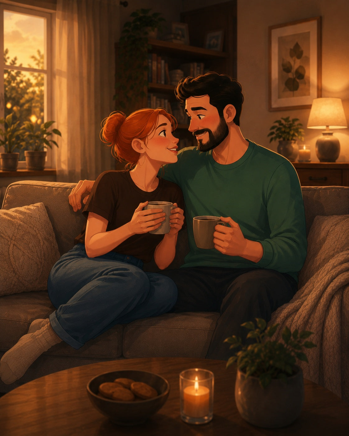 Couple sharing a warm moment together at home
