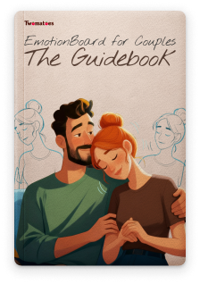 Twomatoes Emotion Board guidebook cover showing a couple embracing